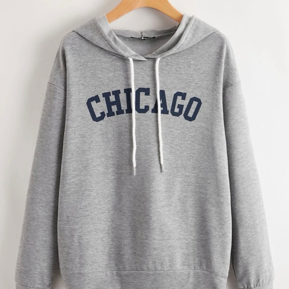 Graphic drop shoulder drawstring hoodie